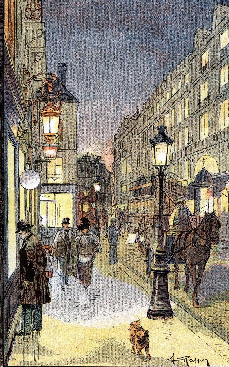 Paris by night, illustration slutningen af det 19. århundrede. af Unknown artist