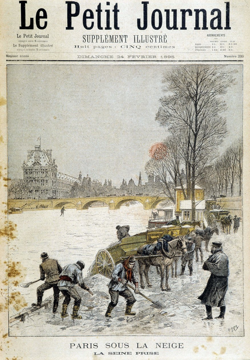Paris under sne: Seinen taget - i "" Le Petite Journal"" af 24/02/1895 af Unknown artist