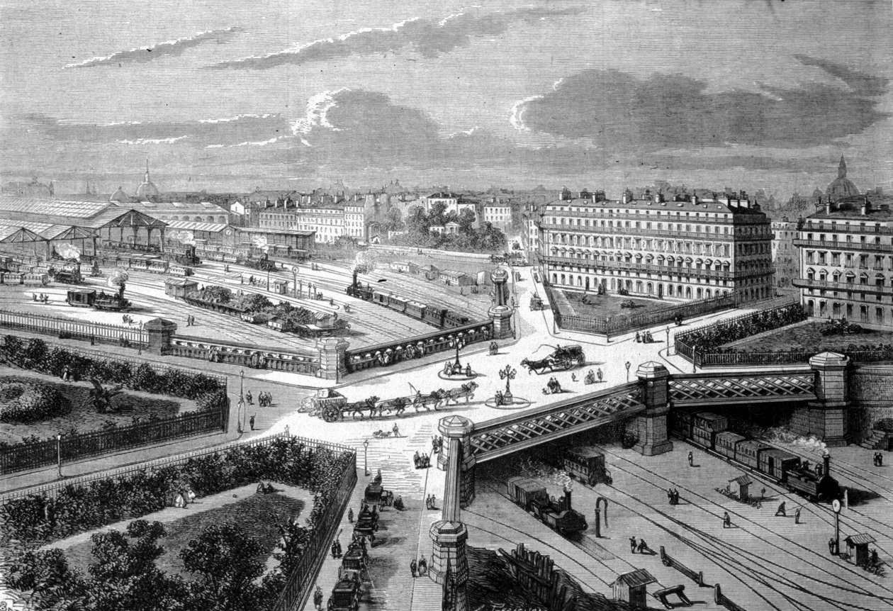 Paris, Europas nye sted på de vestlige jernbaner. 1868. Stik af 1800-tallet. af Unknown artist