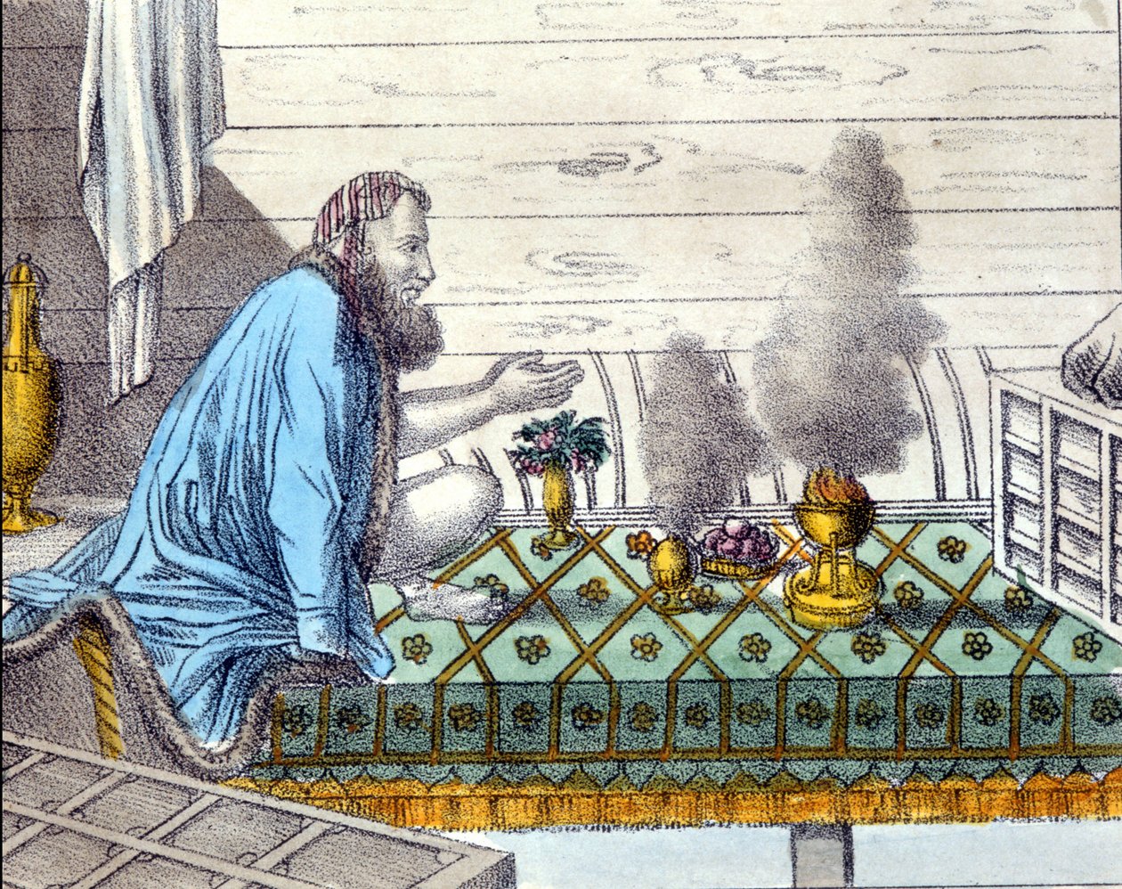 Parsis (efterkommere af zoroastrierne i Persien, der emigrerede til Indien fra det 8. århundrede) i tilbedelse af ild. af Unknown artist