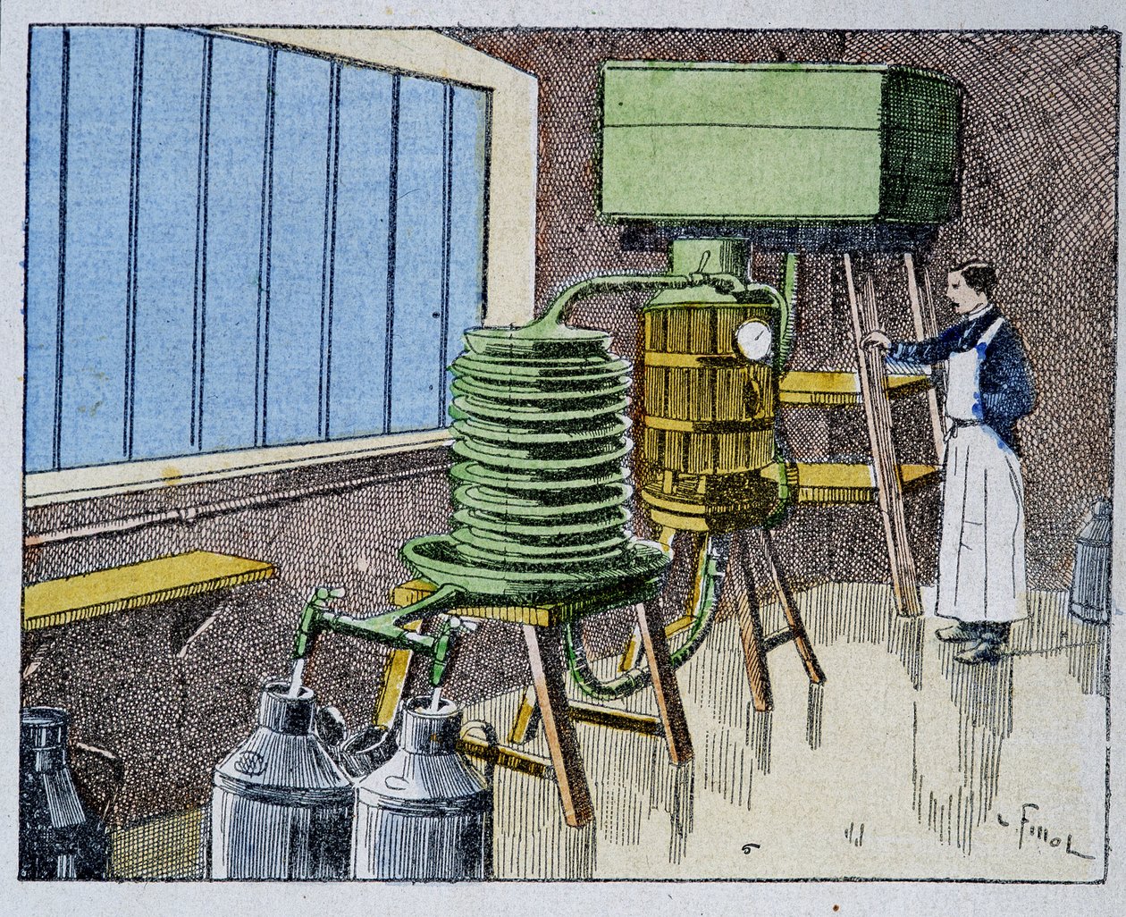 Pasteurisering af mælk - gravering, slutningen af 1800-tallet af Unknown artist