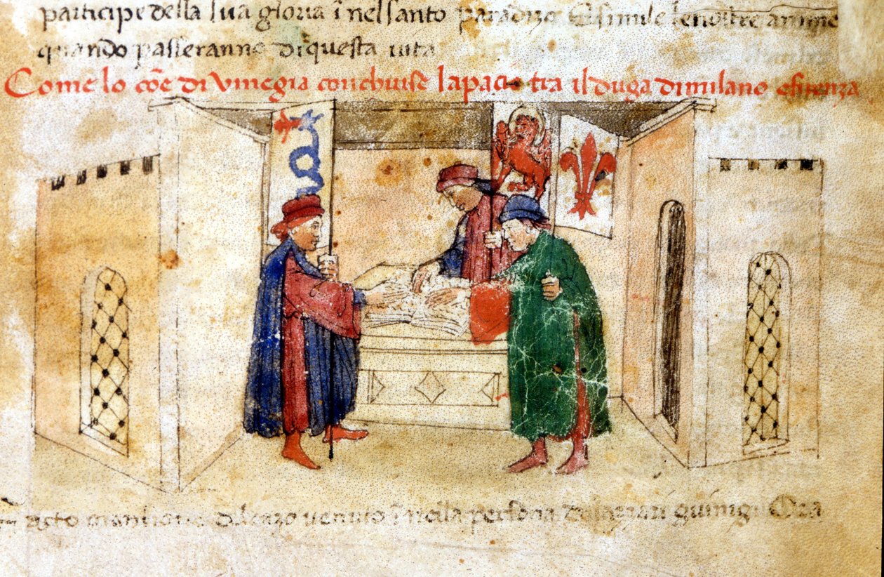 Fred mellem Venedig, hertugen af Milano og Frankrig. af Unknown artist