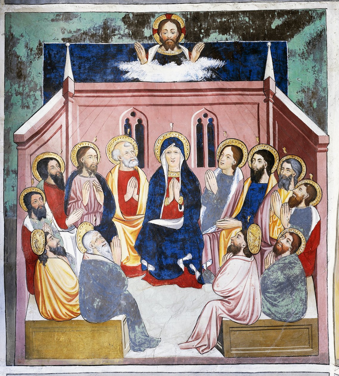 Pinse, Kristi liv (1400-tallet), fresker, St. Sebastian-kapellet, Villard-de-Lans, Rhone-Alpes, Frankrig. af Unknown artist