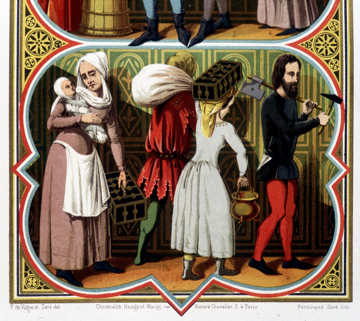 Mennesker i middelalderen - i "" Den overdådige kunst, historie om kostumer og møbler"" af Unknown artist