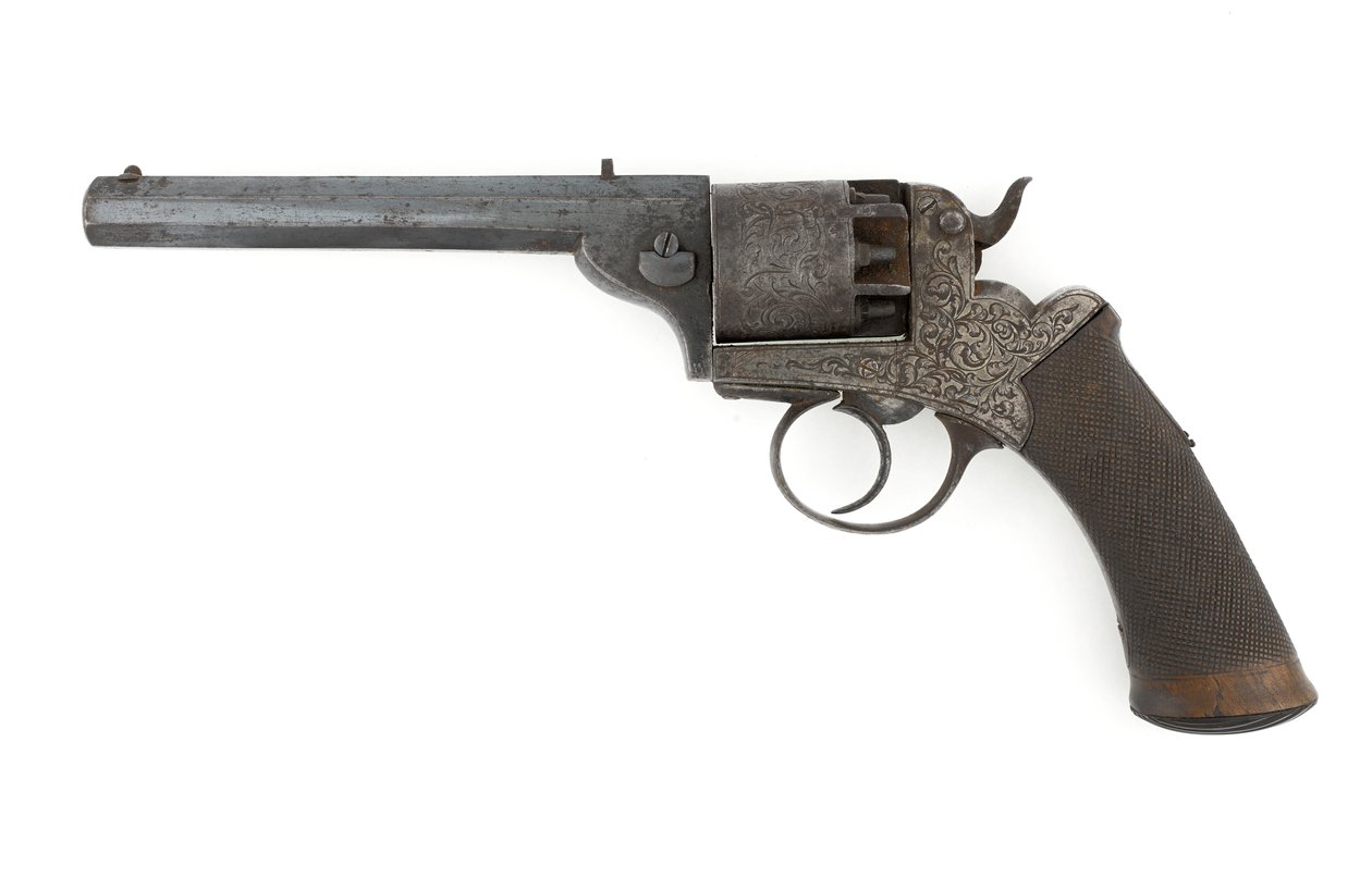 Percussion sidehammer revolver, muligvis 0,38 tommer kaliber, ca. 1860