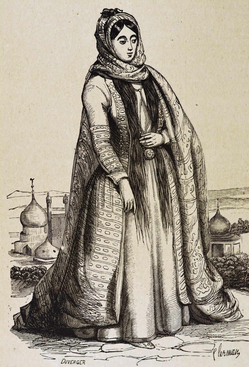 Persien (c19th). Samfund. Persisk kvinde. Gravering. Privat samling af Unknown artist