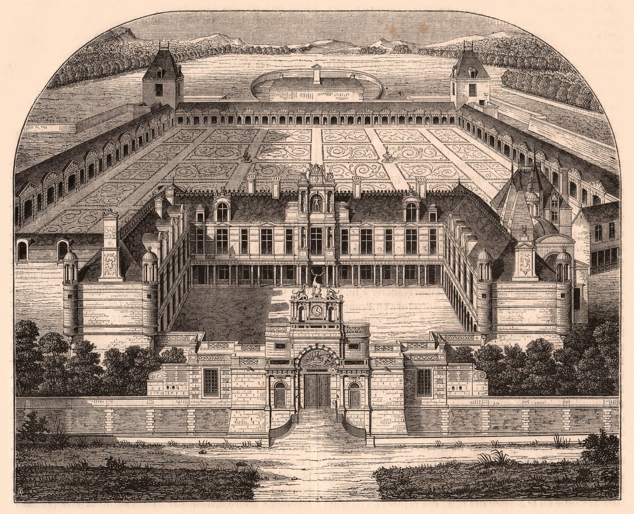 Perspektiv udsigt over Chateau dAnet (Eure-et-Loir, Frankrig), renæssancetiden af Unknown