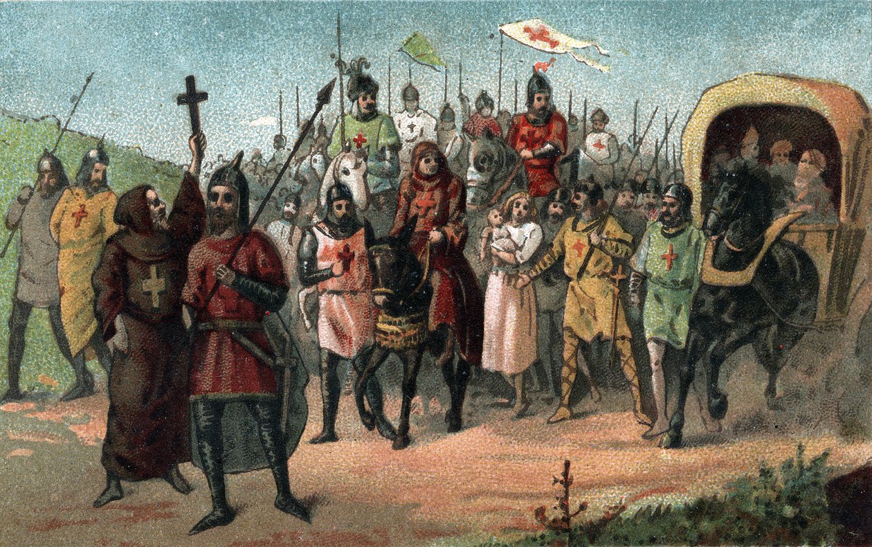 Eremitten Peter prædiker korstoget (1095 - 1099). af Unknown artist