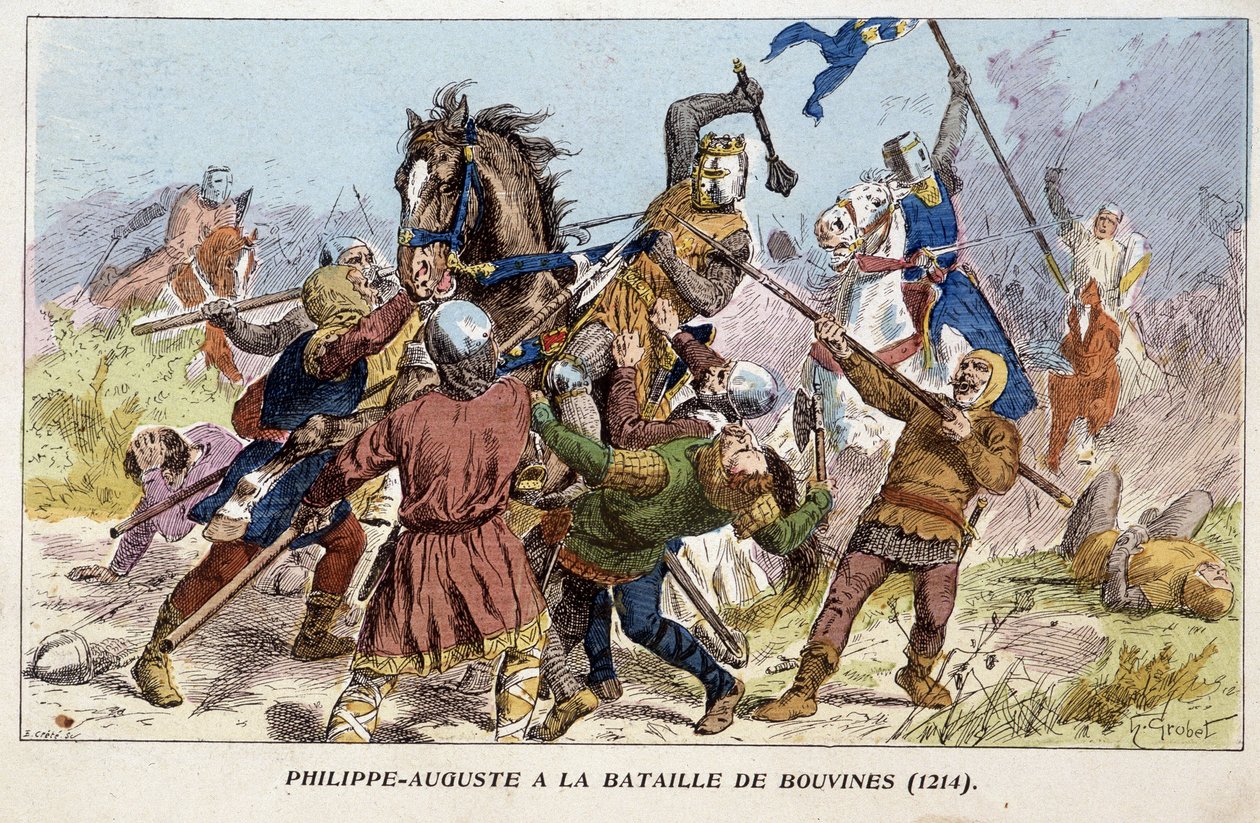 Philippe-Auguste (Philippe Auguste) ved slaget ved Bouvines (1214). af Unknown artist