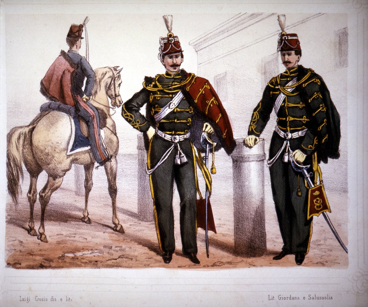Piacenza Hussars (Italien), kostume i 1866. af Unknown artist