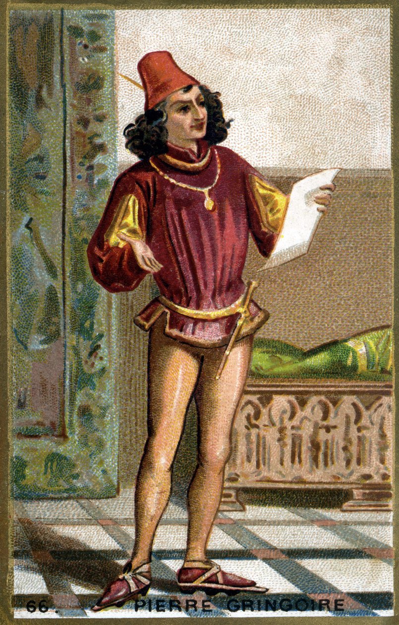 Pierre Gringoire (1475 - 1538), fransk dramatisk digter. 1800-tallets kromolitografi. af Unknown artist