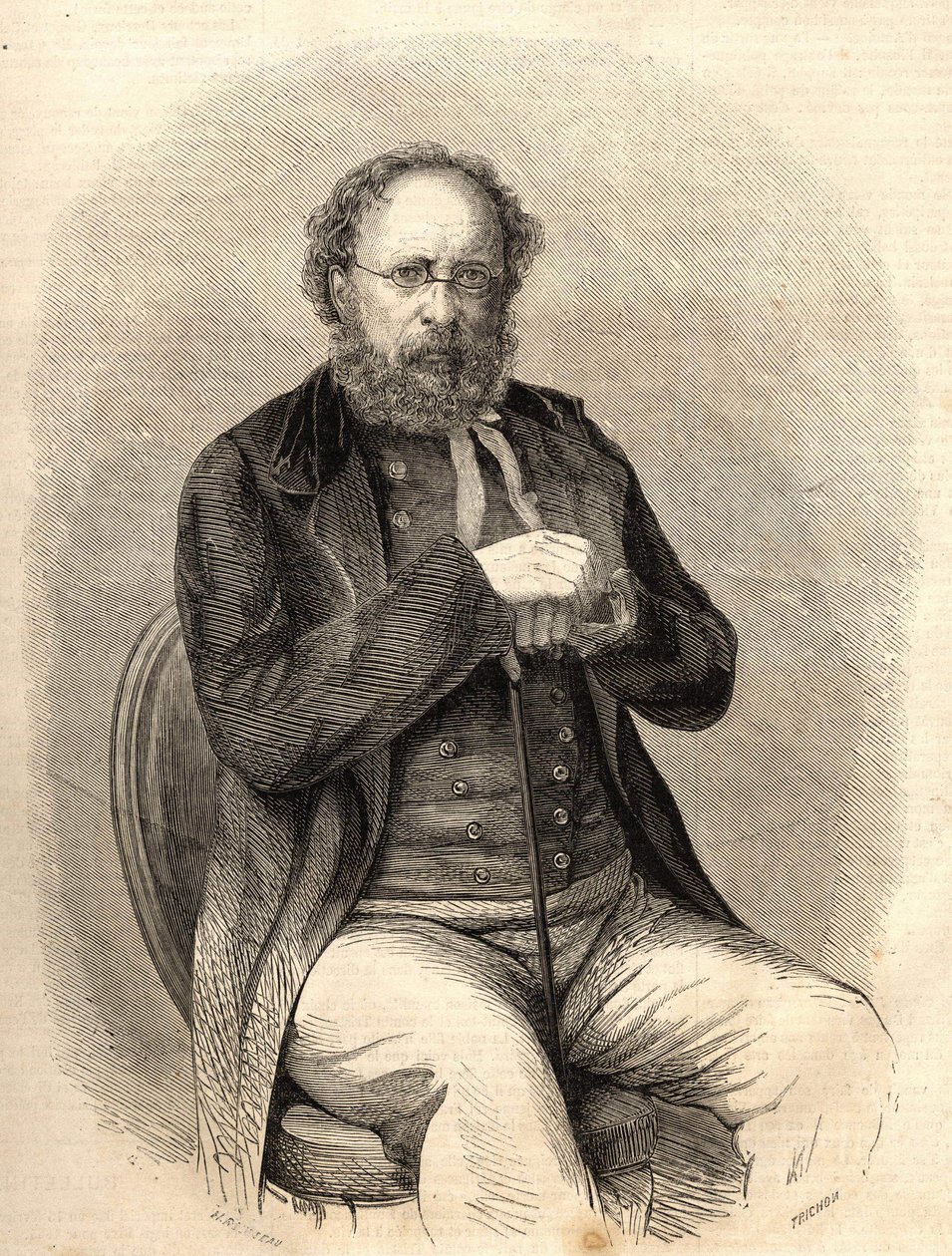Pierre Joseph Proudhon (1809 - 1865). Fransk socialistisk teoretiker, forløber for anarkismen. Stik fra 1865. Bianchetti Samling af Unknown artist