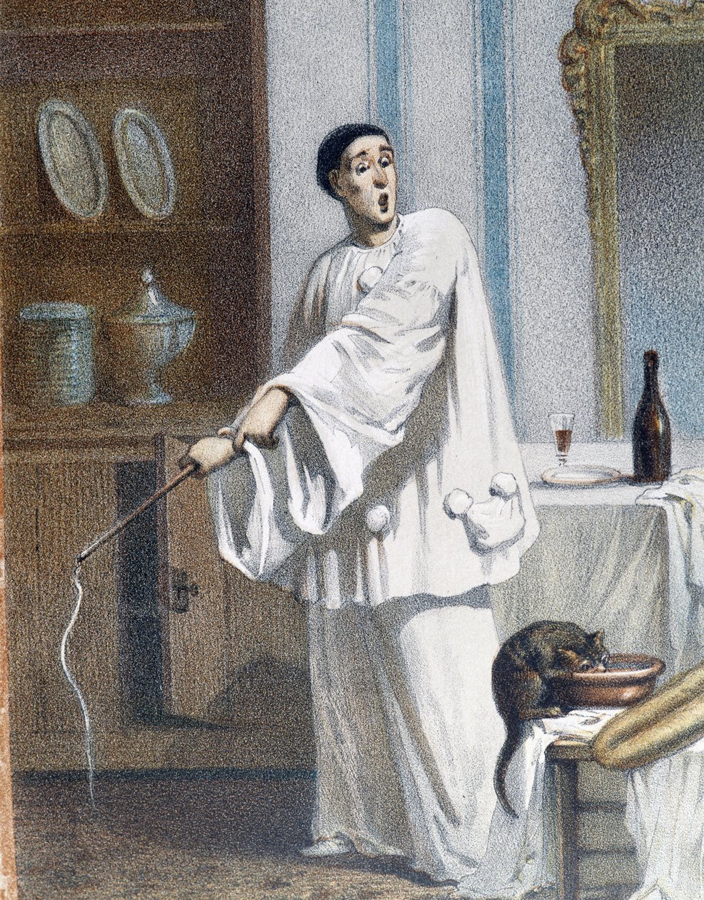 Pjerrot pisker en kat - a.n.d., slutningen af det 19. århundrede af Unknown artist