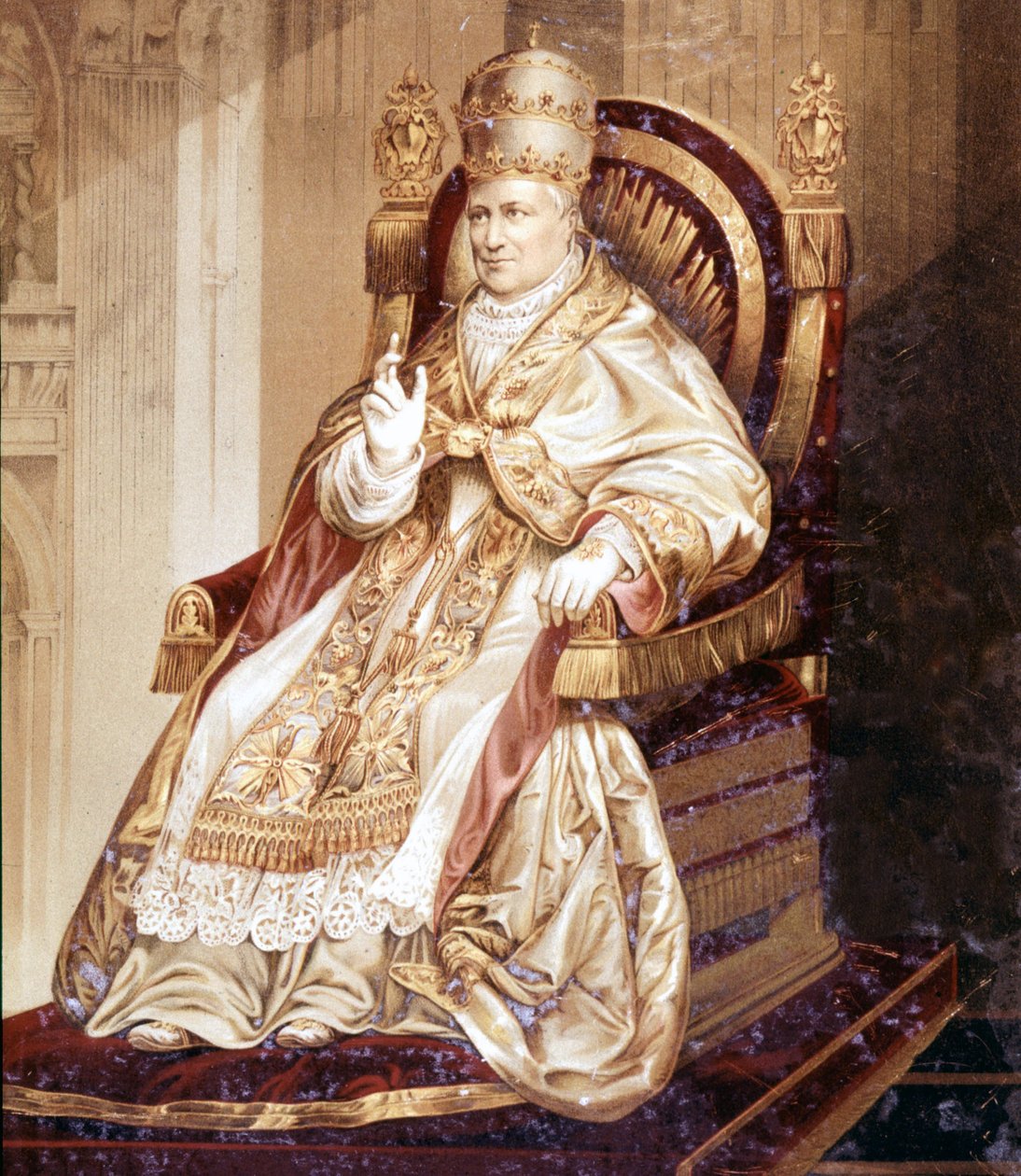 Pius IX (1792 - 1878). Kromolitografi. af Unknown artist