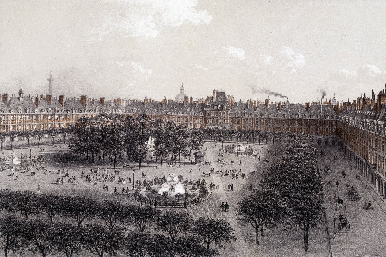 Place Royale (nu Place des Vosges) i Paris i slutningen af det 19. århundrede. af Unknown artist