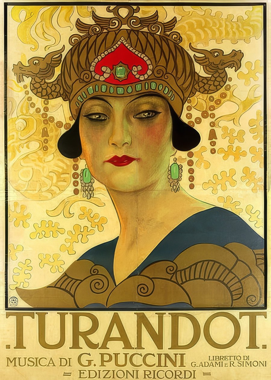 Plakat til operaen Turandot i Teatro alla Scala. 1926 af Unknown
