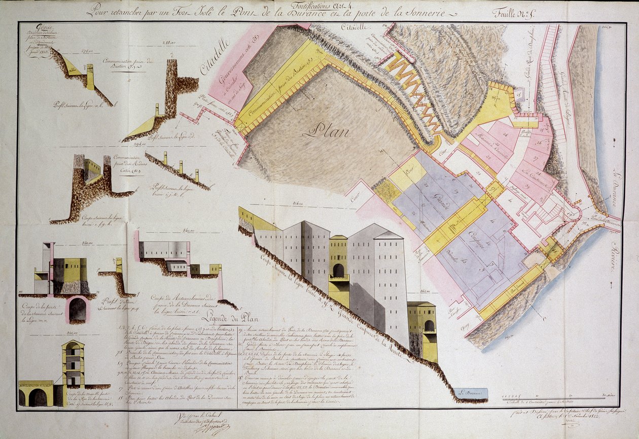 Plan og udskæring af Citadel of Sisteron af Unknown artist