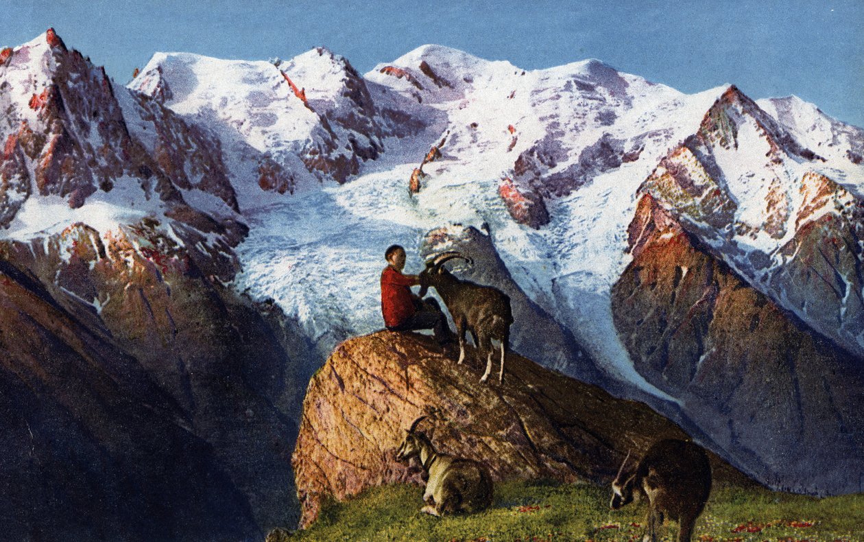 Planpraz, udsigt over Mont Blanc, Chamonix af Unknown Artist