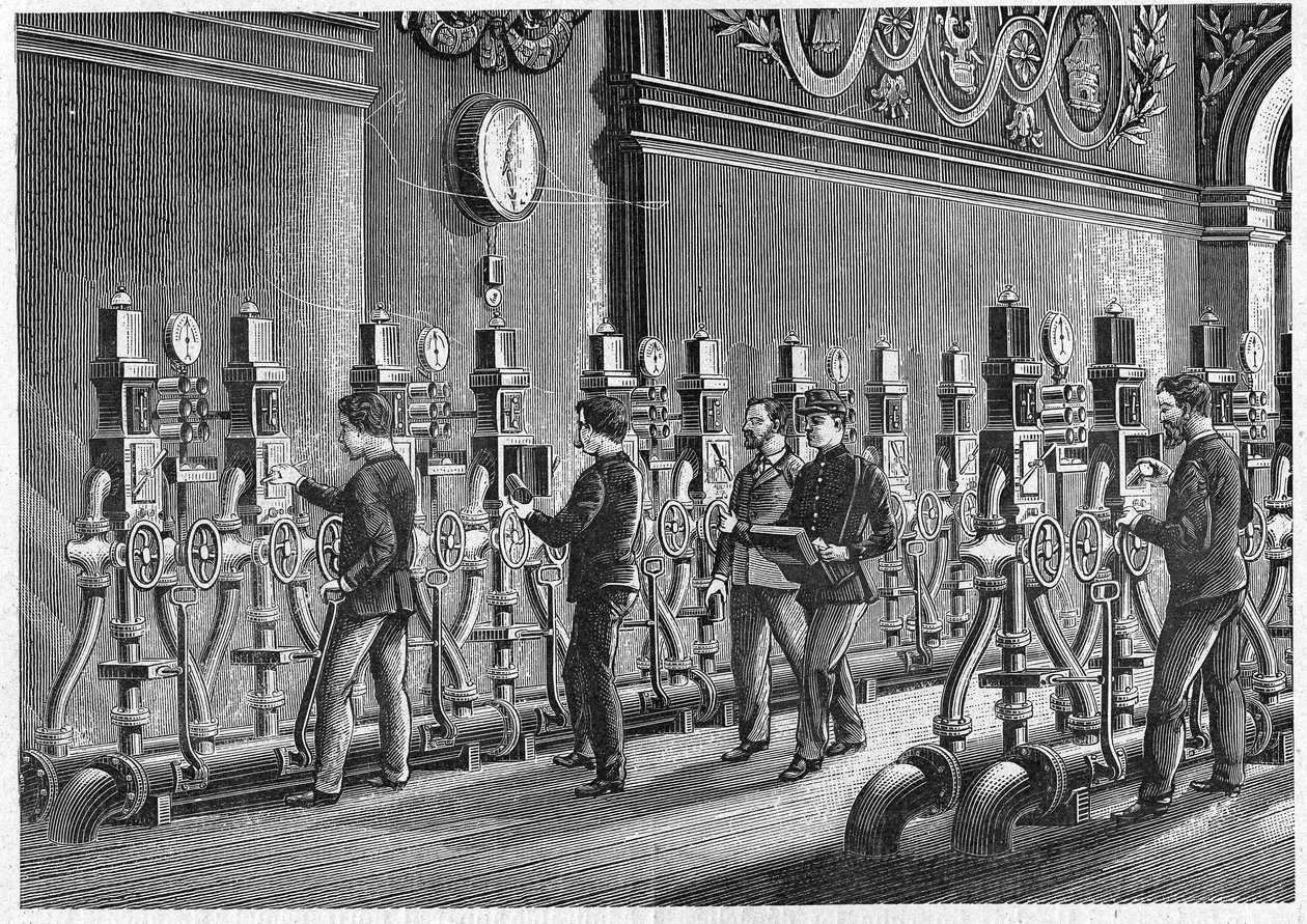 Pneumatisk postkontor, Place de la Bourse i Paris i 1888. af Unknown artist