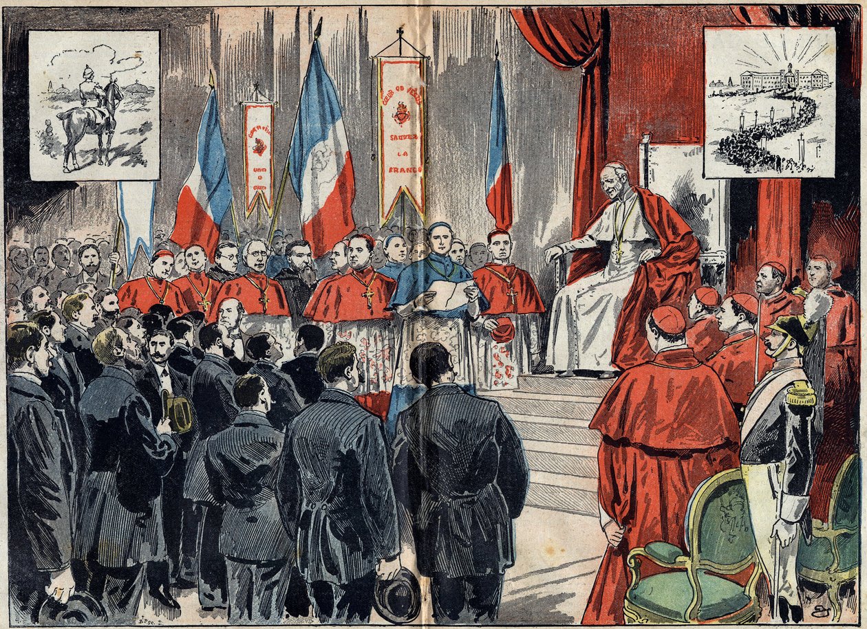 Pave Leon XIII (1810-1903) indviede Frankrigs protektorat i Det Hellige Land, da Tyskland ønskede at erstatte det. Publikum 8. oktober af Unknown artist