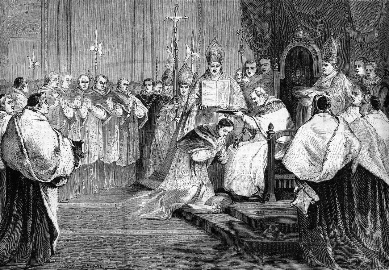 Pave Pius IX overlod kardinalhatten til prins Lucien Bonaparte i 1868. af Unknown artist