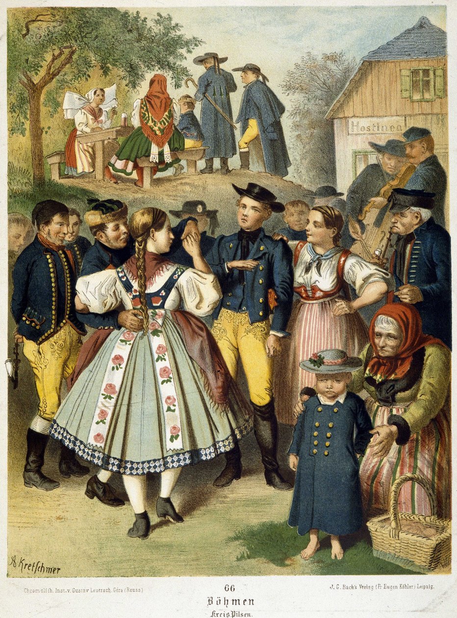 Populært bal i Bøhmen omkring 1870 af Unknown artist