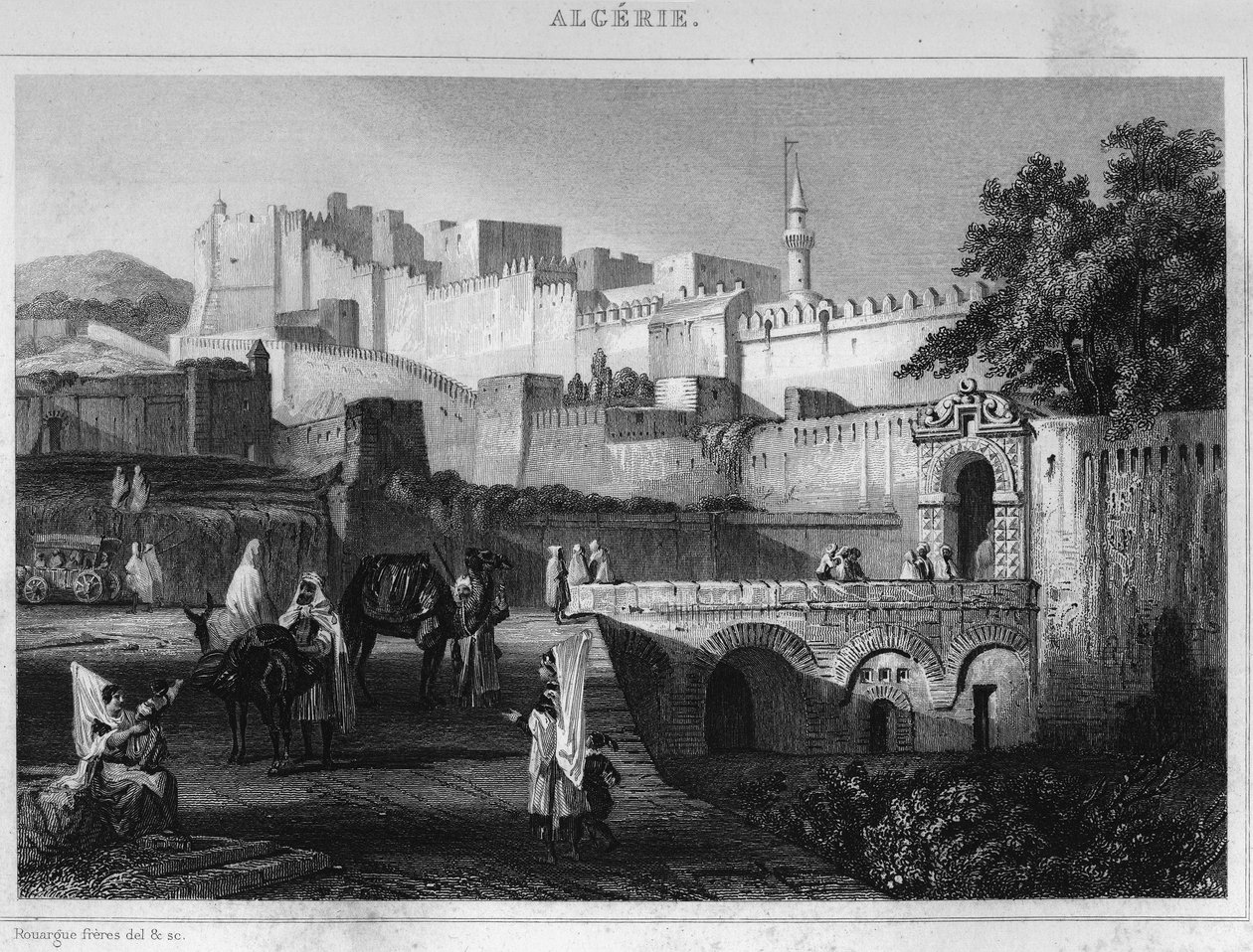 Porte Bab-Azoun i Algier, et fort besat af delingen af Escars under Frankrigs erobring af Agery i 1830, i "L