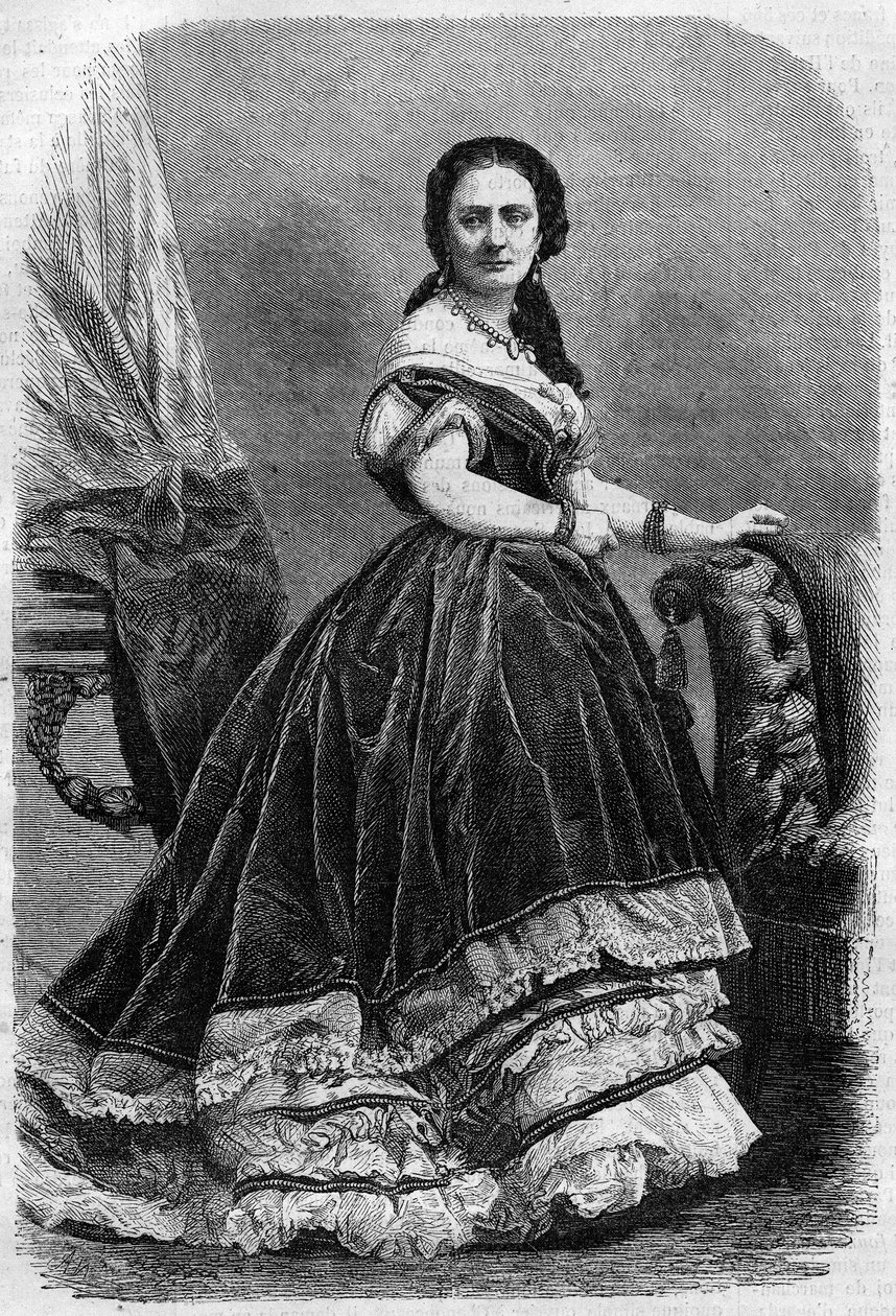 Portræt Maria Wyse Bonaparte dit Madame Urbain Ratazzi (1833-1902). Indgravering i "The Illustrous Universe" af Unknown artist
