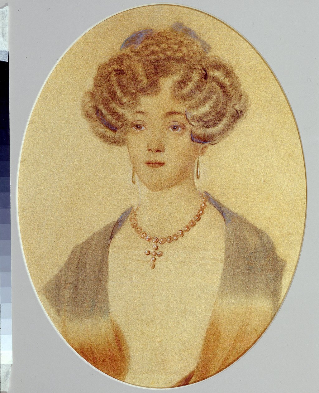 Portræt af Ekaterina Nikolayevna Goncharova (1809-1843). Svigerinde til Alexander Pushkin (1799-1837). Anonymt værk, akvarel på papir af Unknown artist