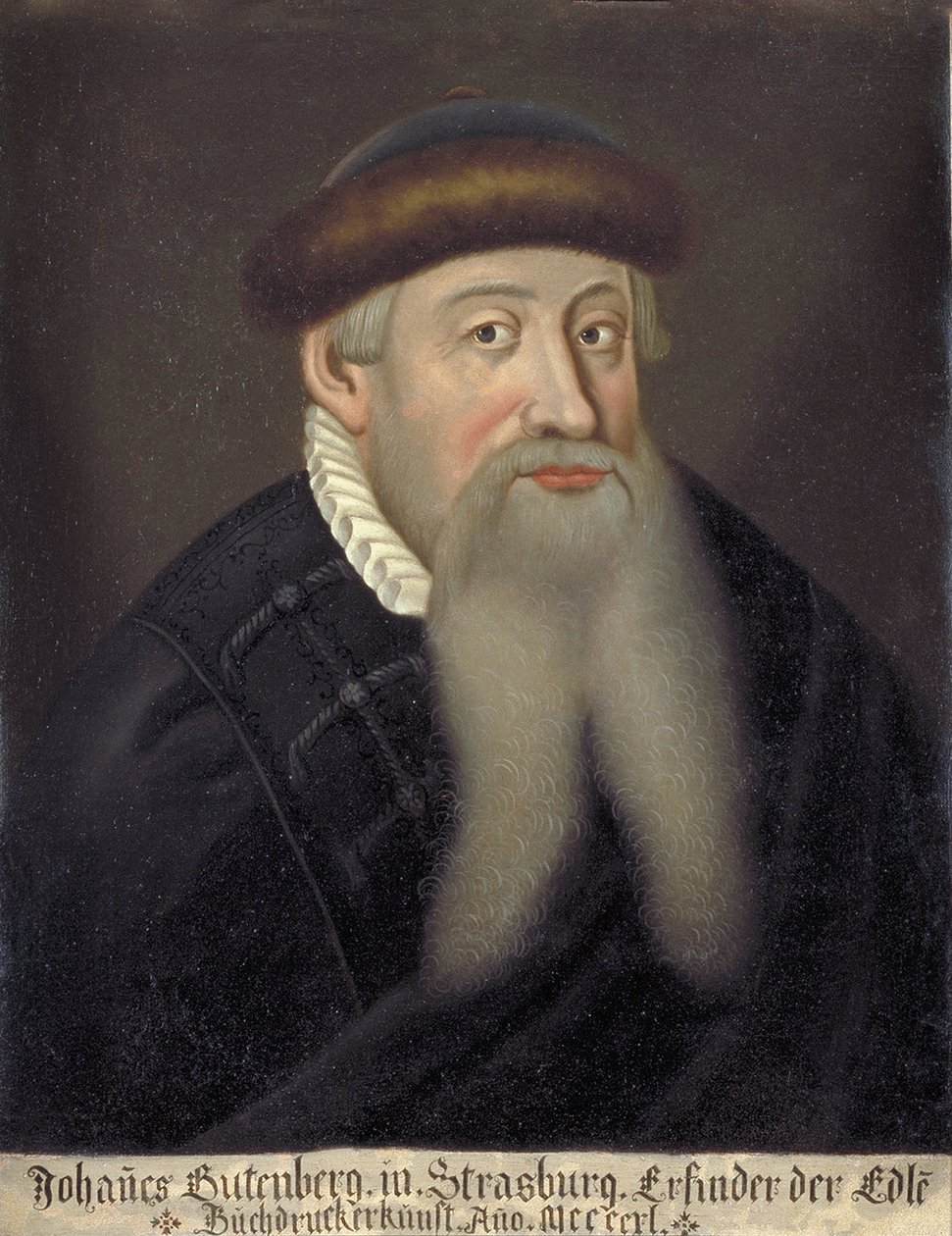 Portræt af Johannes Gensfleisch dit Gutenberg (1394/99-1468), tysk bogtrykker (Portræt af Johannes Gutenberg) - billede anonym du 17eme siecle - Keio Universitetsbibliotek af Unknown artist