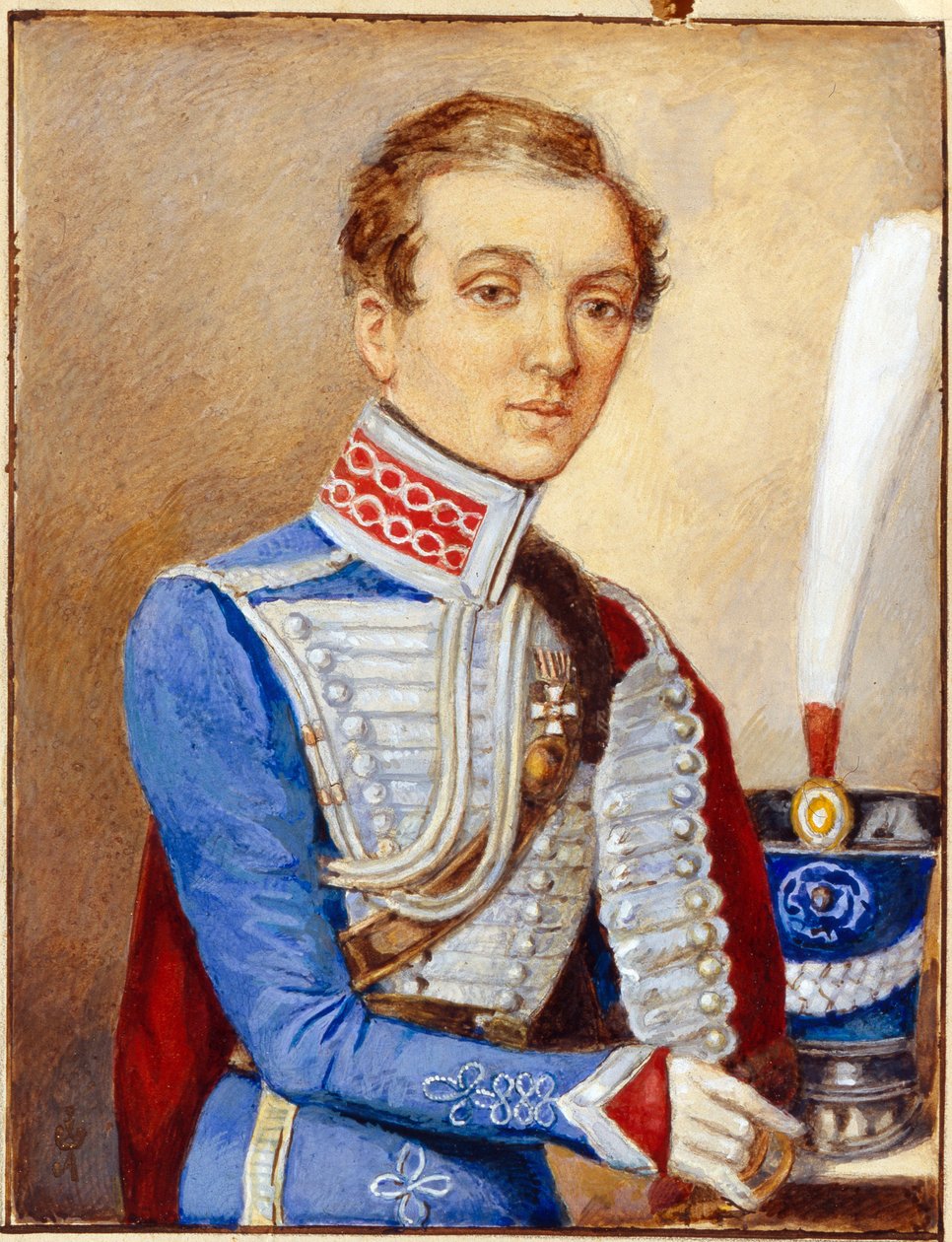 Portræt af Nadezhda Durova (1783-1866) (Nadezhda Andreyevna Durova) kendt som Alexandre Durov eller Alexandre Sokolov eller Alexander Andreevich Alexandrov, i uniformen af ​​en russisk officer, en kvinde forklædt som en mand, der gjorde karriere i den russ af Unknown artist
