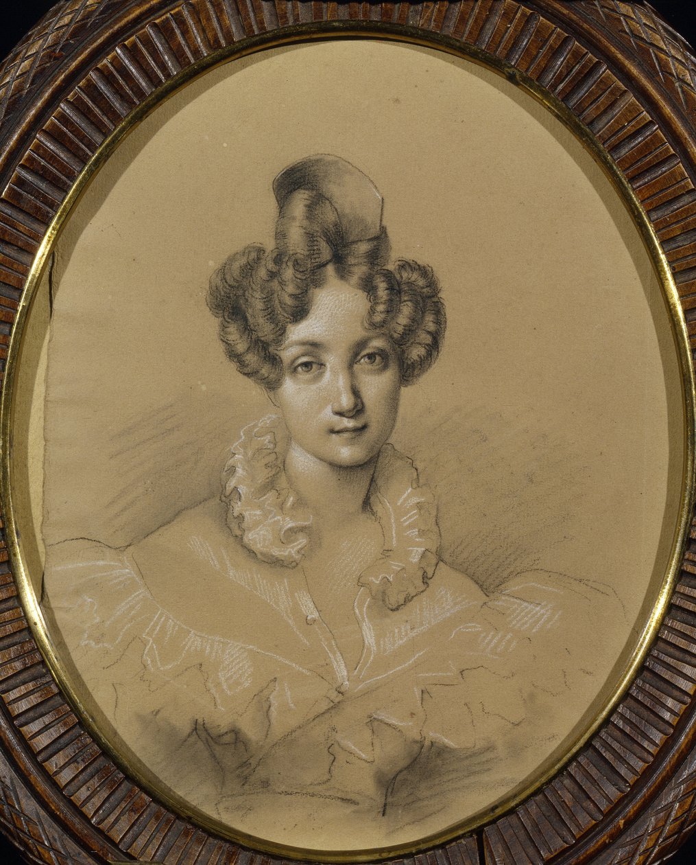 Portræt af ballerinaen Marie Taglioni (1804-1884) (Portræt af ballerinaen M. Taglioni). Anonymt værk, blyant og pastel på pap af Unknown artist