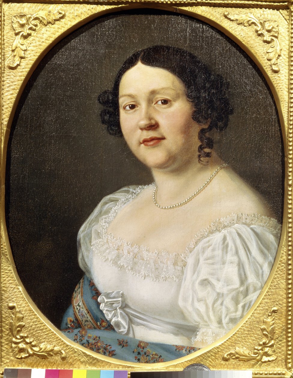 Portræt af operasangeren Sophia Vasilyevna Samoylova (Samoylova Chernikova) (1860-1936) (Portræt af operasangeren Sophia Vasilyevna Samoylova). Anonymt maleri, olie på lærred, slutningen af ​​1800-tallet. Russisk kunst, romantik. Statens Teatermuseum a af Unknown artist