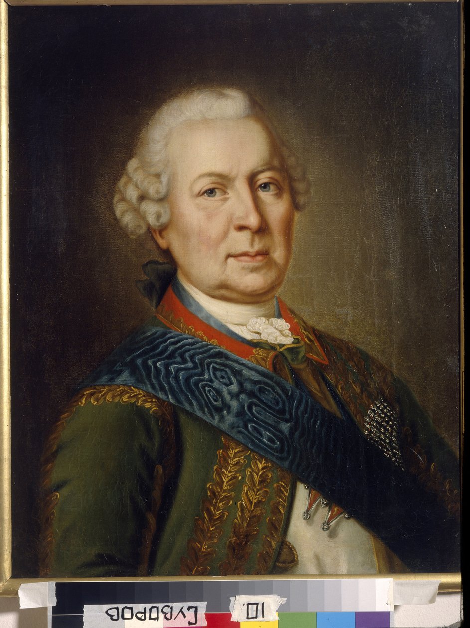 Portræt af grev Burckhardt Christoph von Munnich (1683-1767) (Portræt af grev Burkhard Christoph von Munnich). Anonymt maleri, olie på lærred, begyndelsen af ​​1800-tallet, klassicisme. Institut for Russisk Litteratur IRLI (Pushkin House), Sankt Petersborg af Unknown artist