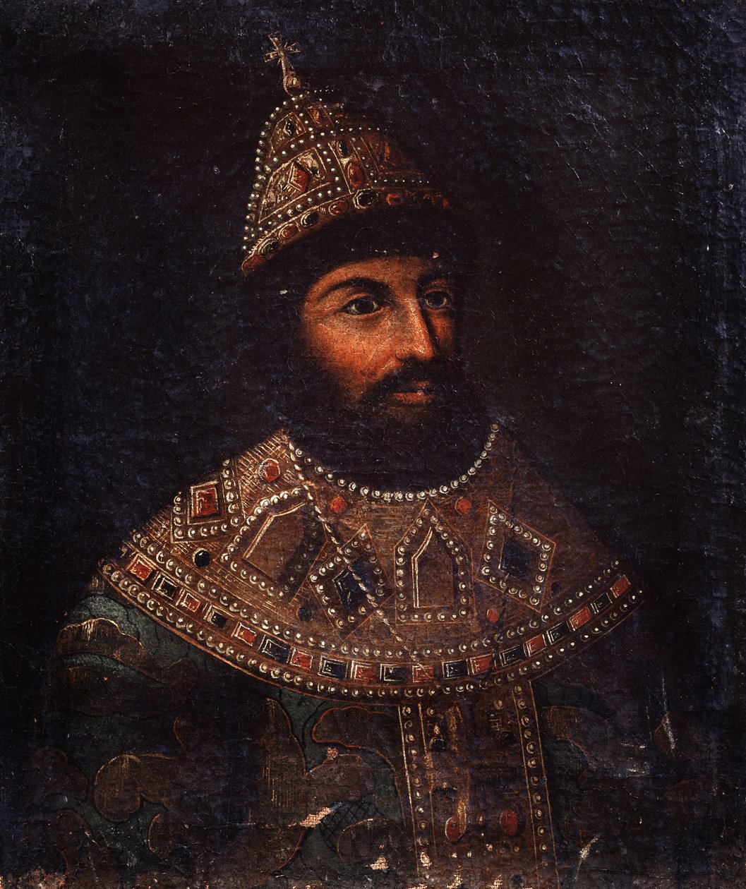 Portræt af zaren Alexis I Mikhailovich af Rusland (1629-1676) (Portræt af zaren Alexis I Mikhailovich af Rusland). Anonymt maleri. Olie på lærred, 54 x 45,5 cm, anden halvdel af 1600-tallet. Statens centrale artillerimuseum, Sankt Petersborg. af Unknown artist