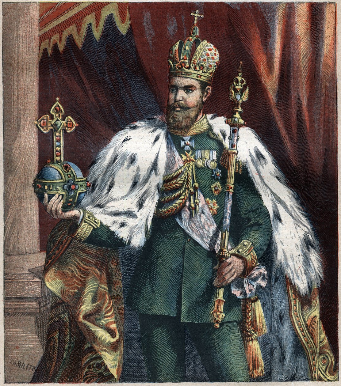 Portræt i foden af Alexander III (1845-1895), kejser af Rusland, gravering af 1892. af Unknown artist