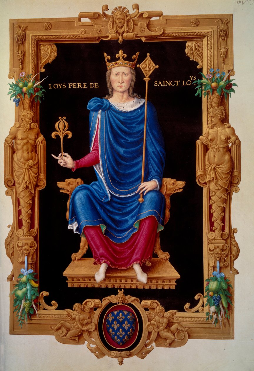 Portræt i foden af kongen af Frankrig Louis VIII løven (1187 - 1226) fader til Saint Louis. Miniature i "" Recueil des rois de france"" af Jean Tillet af Unknown artist