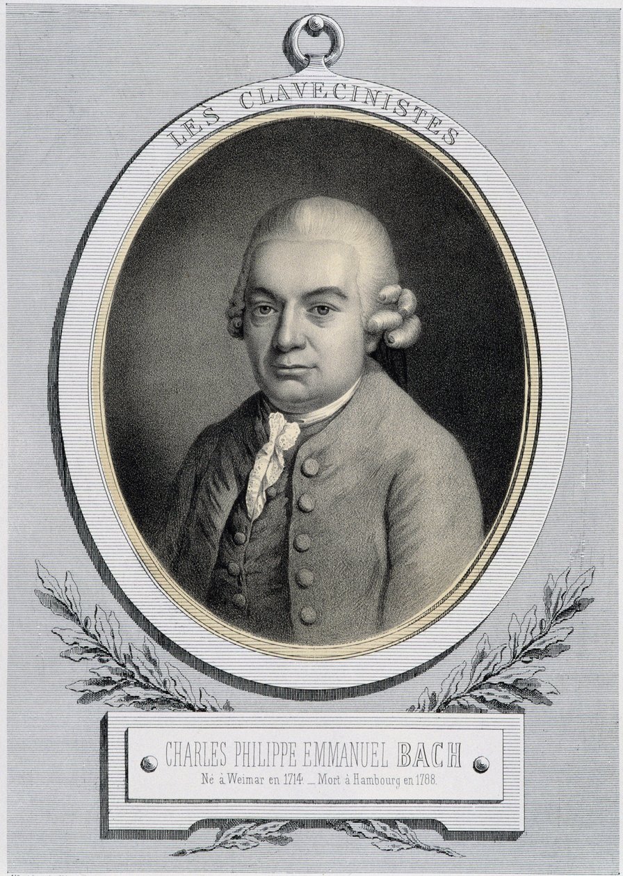 Portræt i medaljon af Charles Philippe Emmanuel Bach (1714-1788), søn af Jean Sebastien Bach, n.d. 19. s. af Unknown artist