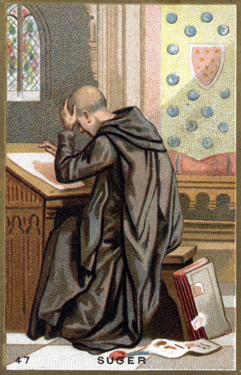 Portræt af Abbe Suger (1081 - 1151). Kromolitografi i slutningen af det 19. århundrede. af Unknown artist