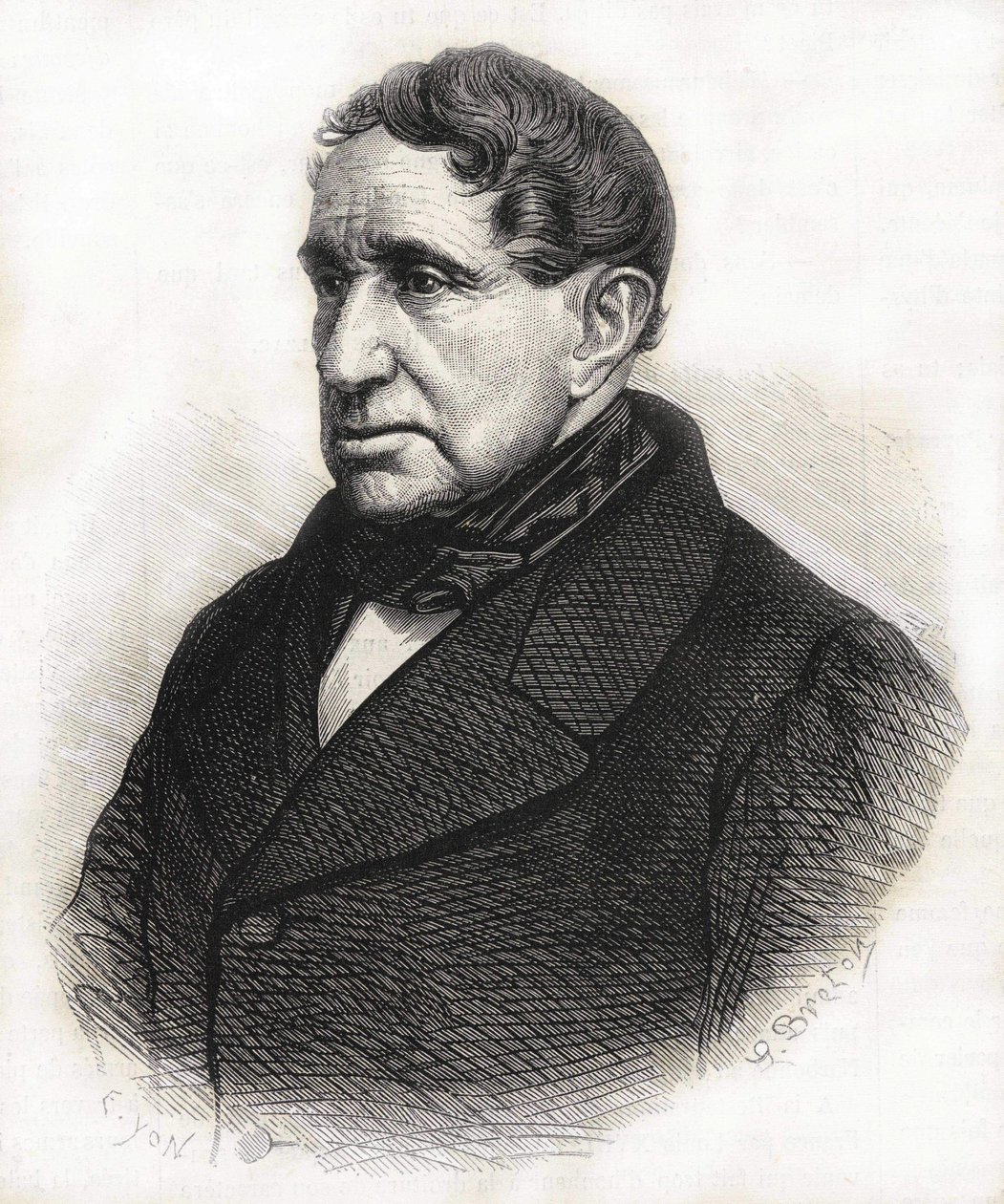 Portræt af Achille Léonce Victor Charles de Broglie (1785 - 1870), hertug af Broglie. Indgravering af det 19. århundrede. af Unknown artist