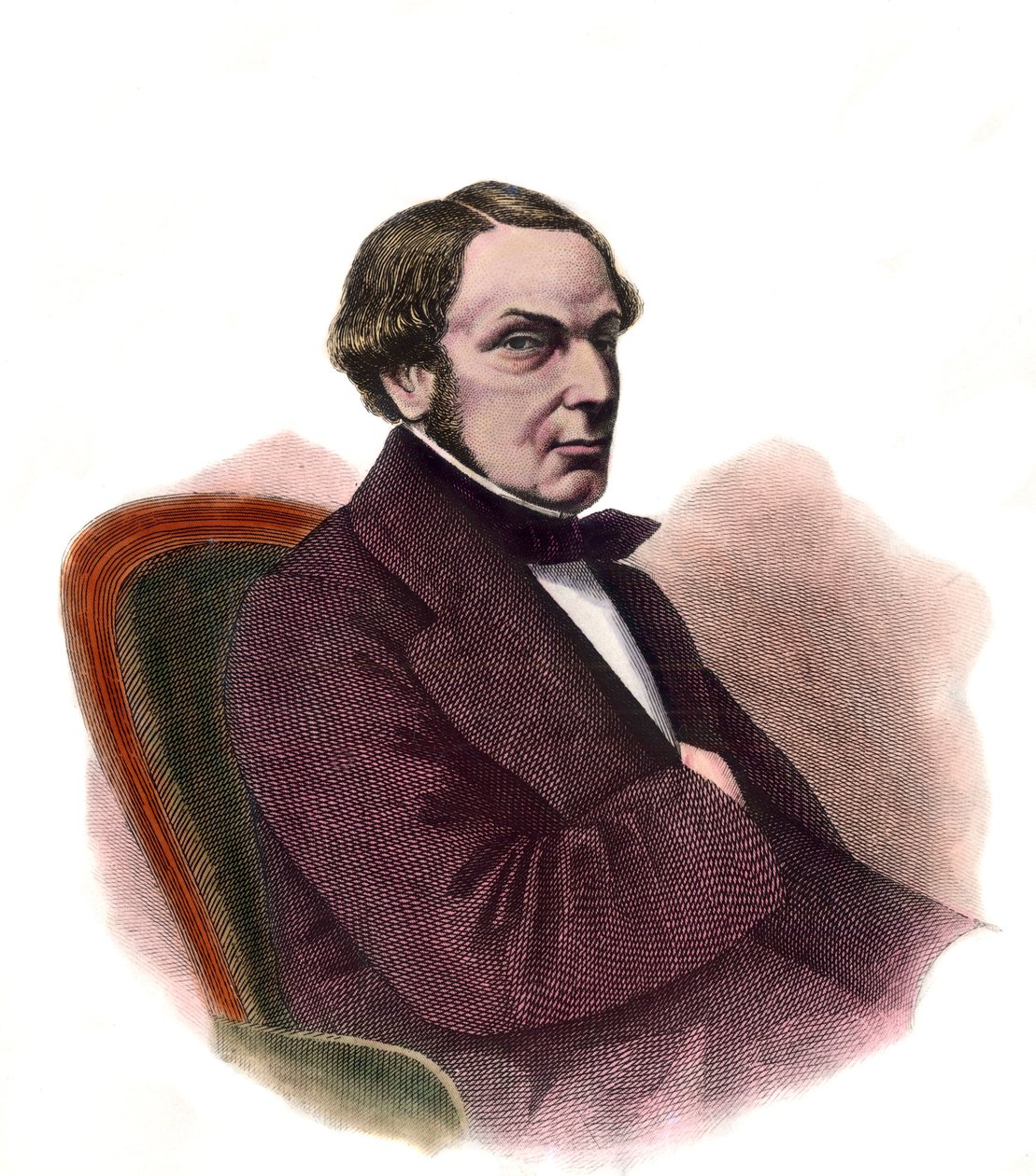 Portræt af Achilles Marcus Fould (1800-1867) Minister for Napoleon III Gravering af det 19. århundrede Privat samling af Unknown artist
