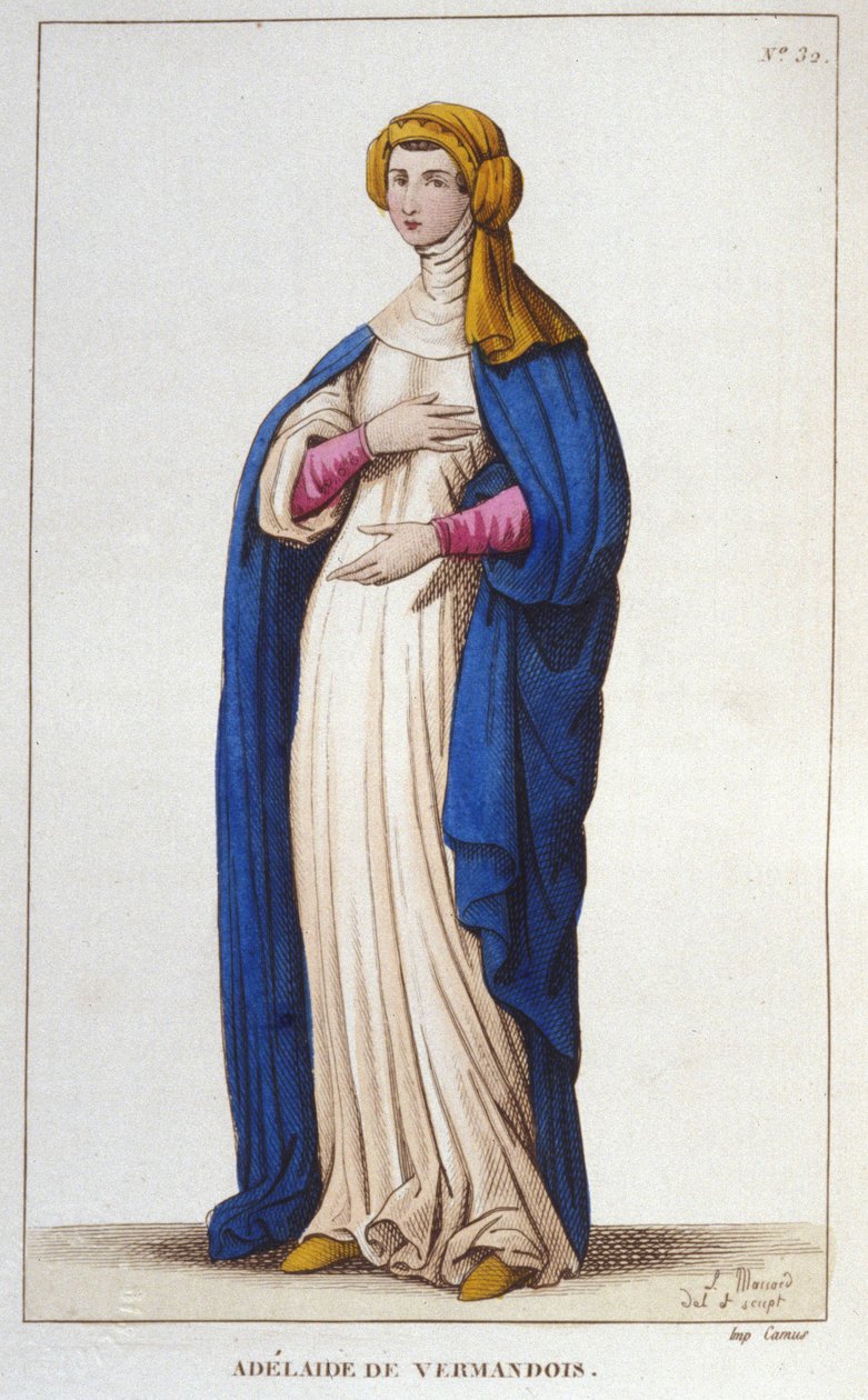 Portræt af Adelaide af Vermandois (1065-1024). Capetians dynasti. Stik fra 1830. af Unknown artist