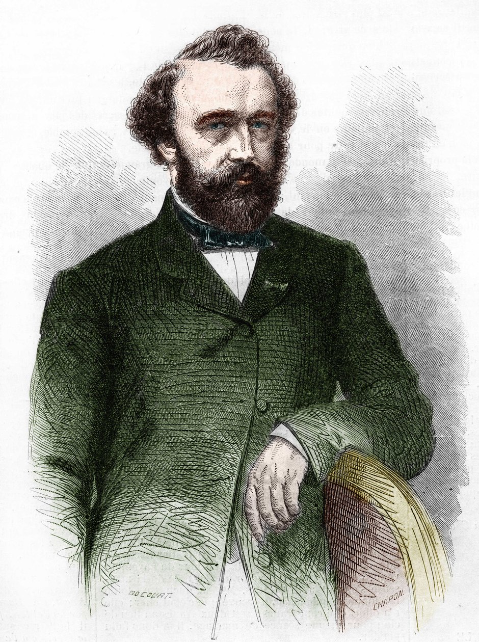 Portræt af Adolphe (Adolph) Sax, opfinderen af saxofonen (1814-1894). af Unknown artist