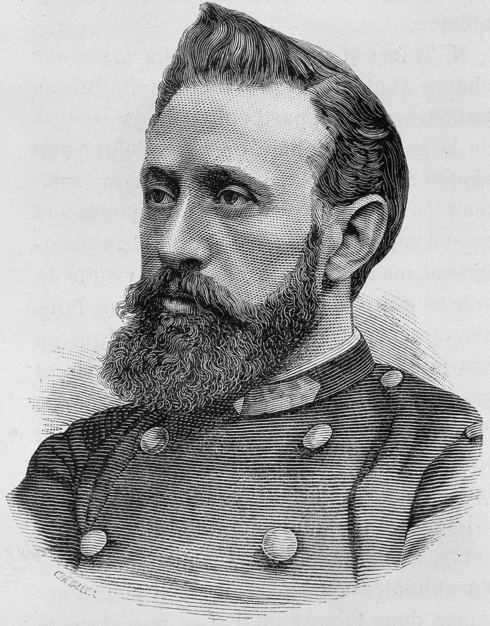 Portræt af Adolphe Alphonse Assi (1840 - 1886). Indgravering af slutningen af det 19. århundrede i "Histoire de France"" af H. Martin. af Unknown artist