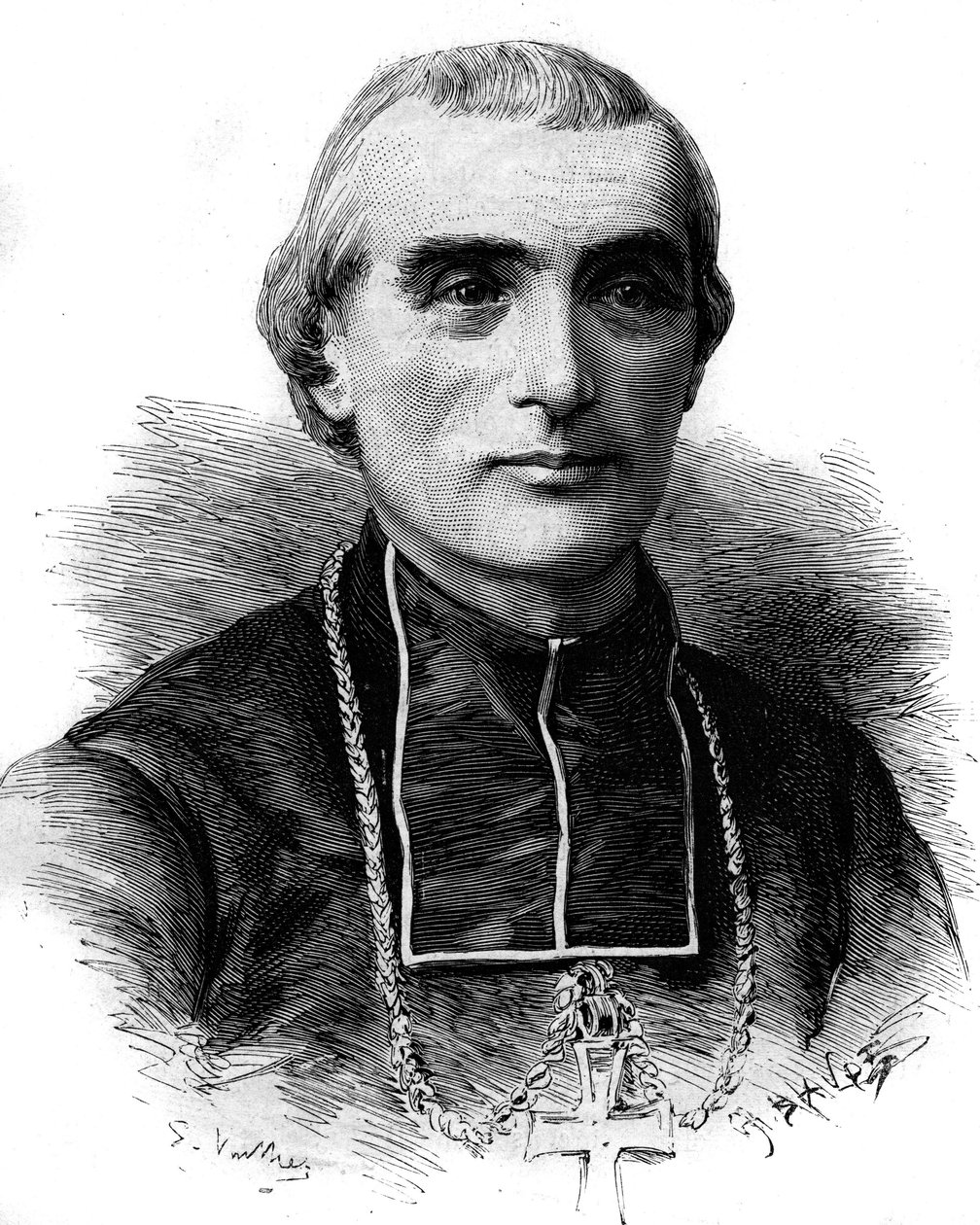 Portræt af Adolphe Perraud (1828-1906), fransk kirkemand og akademiker. Indgravering i "" Le Monde Illustré"" nr. 1316 af 17. juni 1882. af Unknown artist