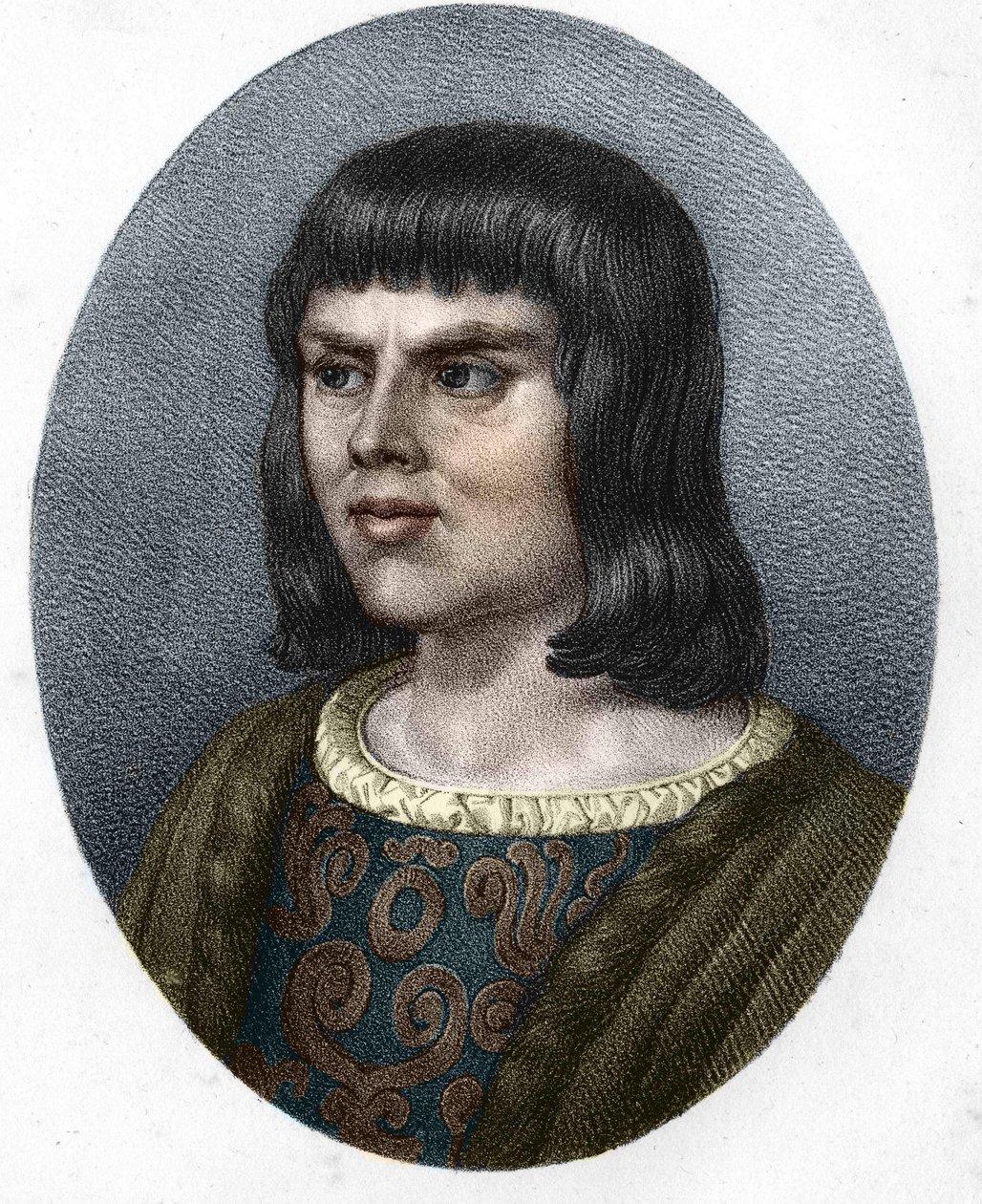 Portræt af Alain Chartier.Fransk diplomat og forfatter (1385 til 1433). Fremtidens sekretær Charles VII. 1800-tals gravering. af Unknown artist