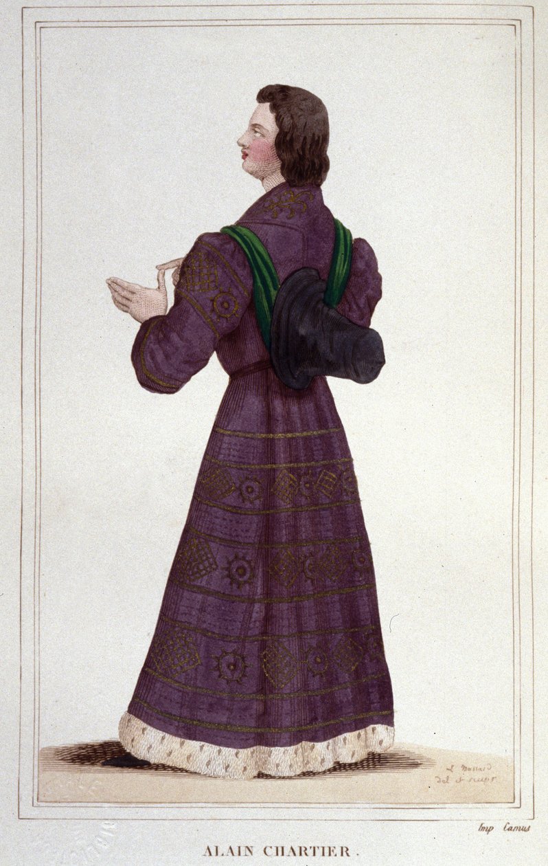Portræt af Alain Chartier.Fransk diplomat og forfatter (1385 til 1433). Sekretær for fremtidens Charles VII. gravering af 1830 af Unknown artist