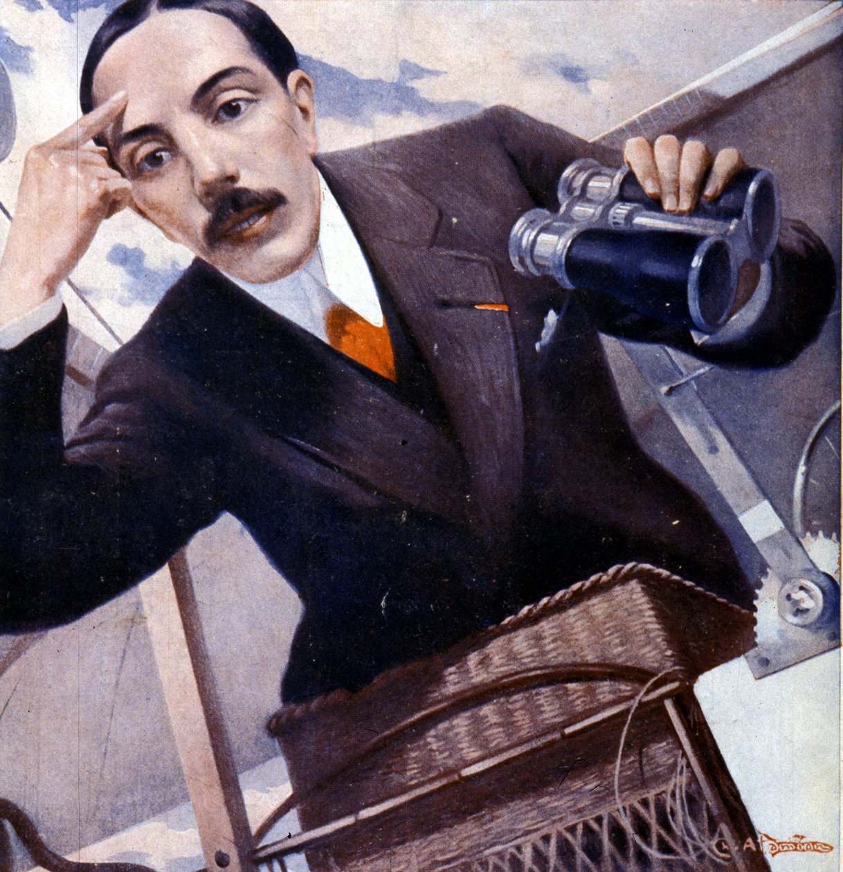 Portræt af Alberto Santos - Dumont (1873 - 1932), brasiliansk luftfart af Damian. af Unknown artist