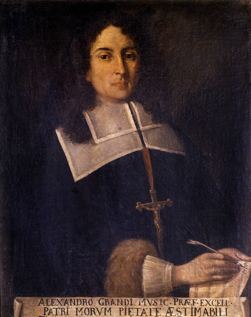 Portræt af Alessandro Grandi (1577-1630) italiensk komponist. af Unknown artist
