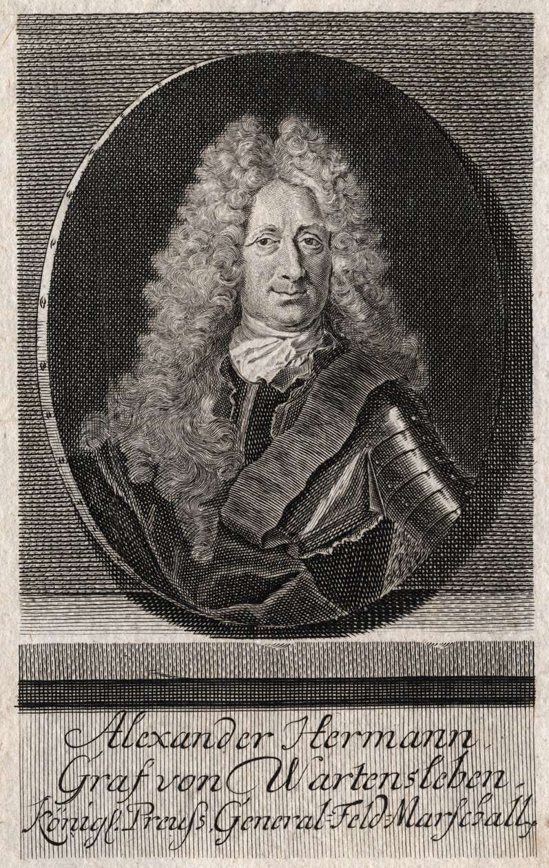 Portræt af Alexander Hermann Graf von Wartensleben (1650-1734) officer i hærene i forskellige tyske stater - gravering af Unknown artist